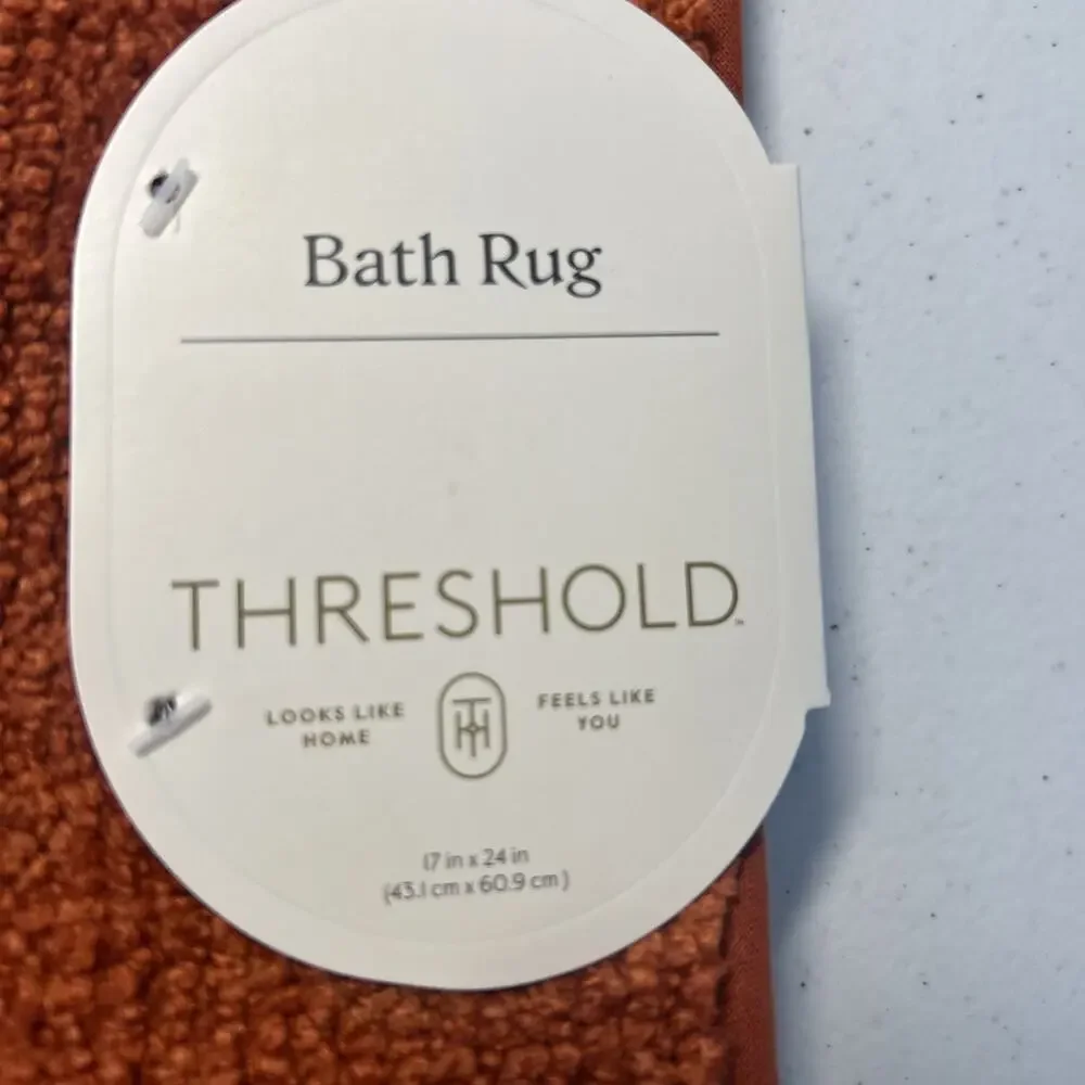 Threshold Bath Rug- “Thankful” Orange, With Cream Letters easy care -17” x 24”